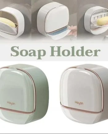 MLADEN Soap Dish with Drainage Box Waterproof Soap Holder Punch-Free Flip Wall Mounted Bathroom Drain Soap Box