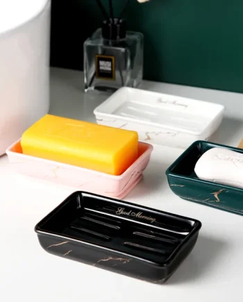 Nordic Luxury Creative Ceramic Soap Dish Soap Box Rack Drain Bathroom Toilet Household Small Soap Box Storage Organizer